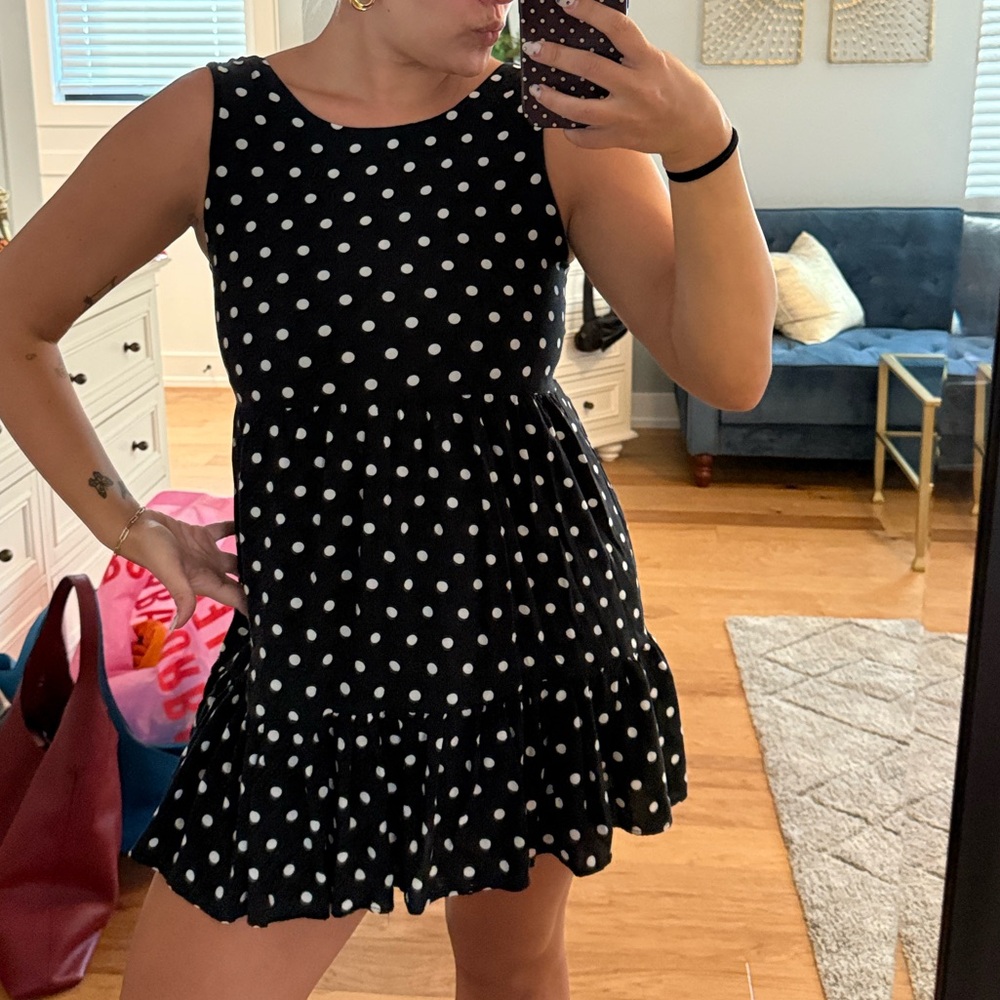 Urban Outfitters Black and White Polka Dot Mini Dress